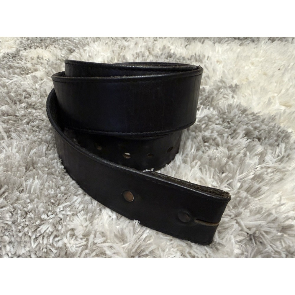 Vintage Justin Blank Black Leather Belt Strap Only Made In USA No Buckle 44 110